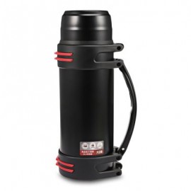 Outdoor Large Capacity Vacuum Insulated Flask Stainless Steel Bottle for Travel (BLACK)