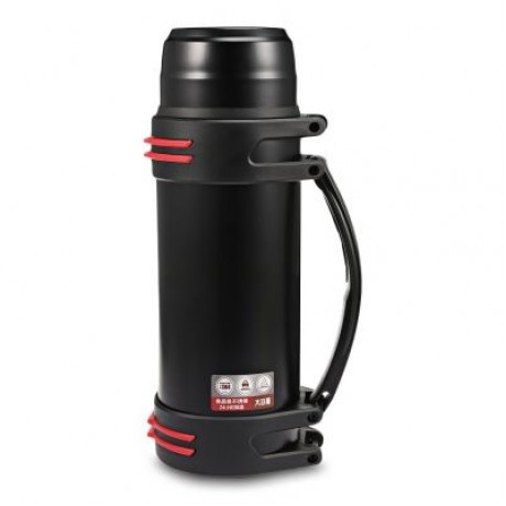 Outdoor Large Capacity Vacuum Insulated Flask Stainless Steel Bottle for Travel (BLACK)