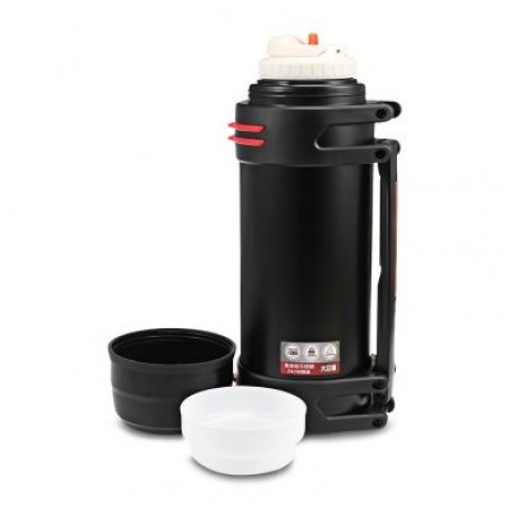 Outdoor Large Capacity Vacuum Insulated Flask Stainless Steel Bottle for Travel (BLACK)