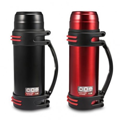 Outdoor Large Capacity Vacuum Insulated Flask Stainless Steel Bottle for Travel (BLACK)