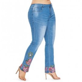 Plus Size Five Pocket Embroidery Jeans (JEANS BLUE)