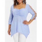 Plus Size Ladder Cutout T-shirt (LIGHT BLUE)