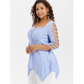 Plus Size Ladder Cutout T-shirt (LIGHT BLUE)