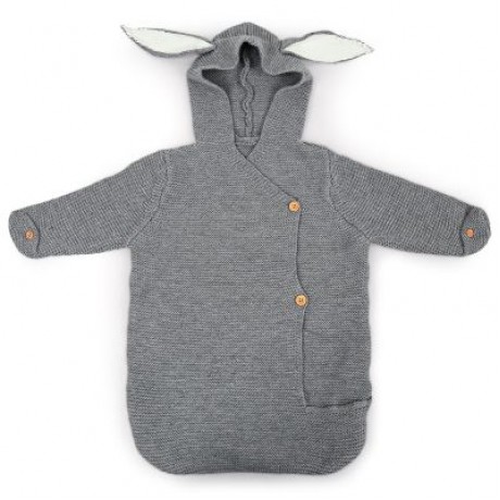 Baby Wearable Cute Rabbit Shape Knitted Swaddle Blanket Infant Sleeping Bag (GRAY)