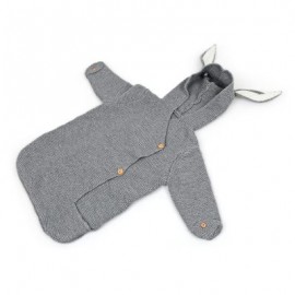 Baby Wearable Cute Rabbit Shape Knitted Swaddle Blanket Infant Sleeping Bag (GRAY)