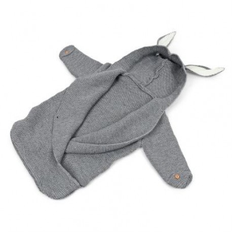 Baby Wearable Cute Rabbit Shape Knitted Swaddle Blanket Infant Sleeping Bag (GRAY)