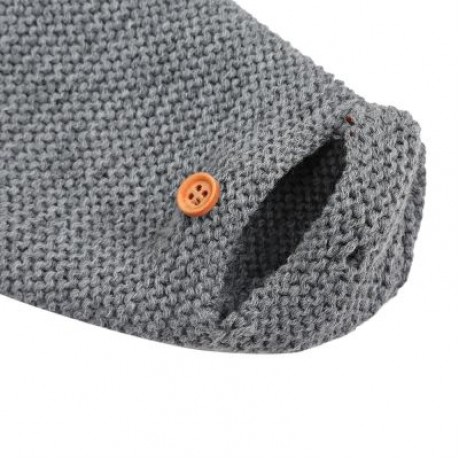 Baby Wearable Cute Rabbit Shape Knitted Swaddle Blanket Infant Sleeping Bag (GRAY)