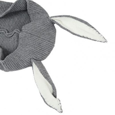 Baby Wearable Cute Rabbit Shape Knitted Swaddle Blanket Infant Sleeping Bag (GRAY)