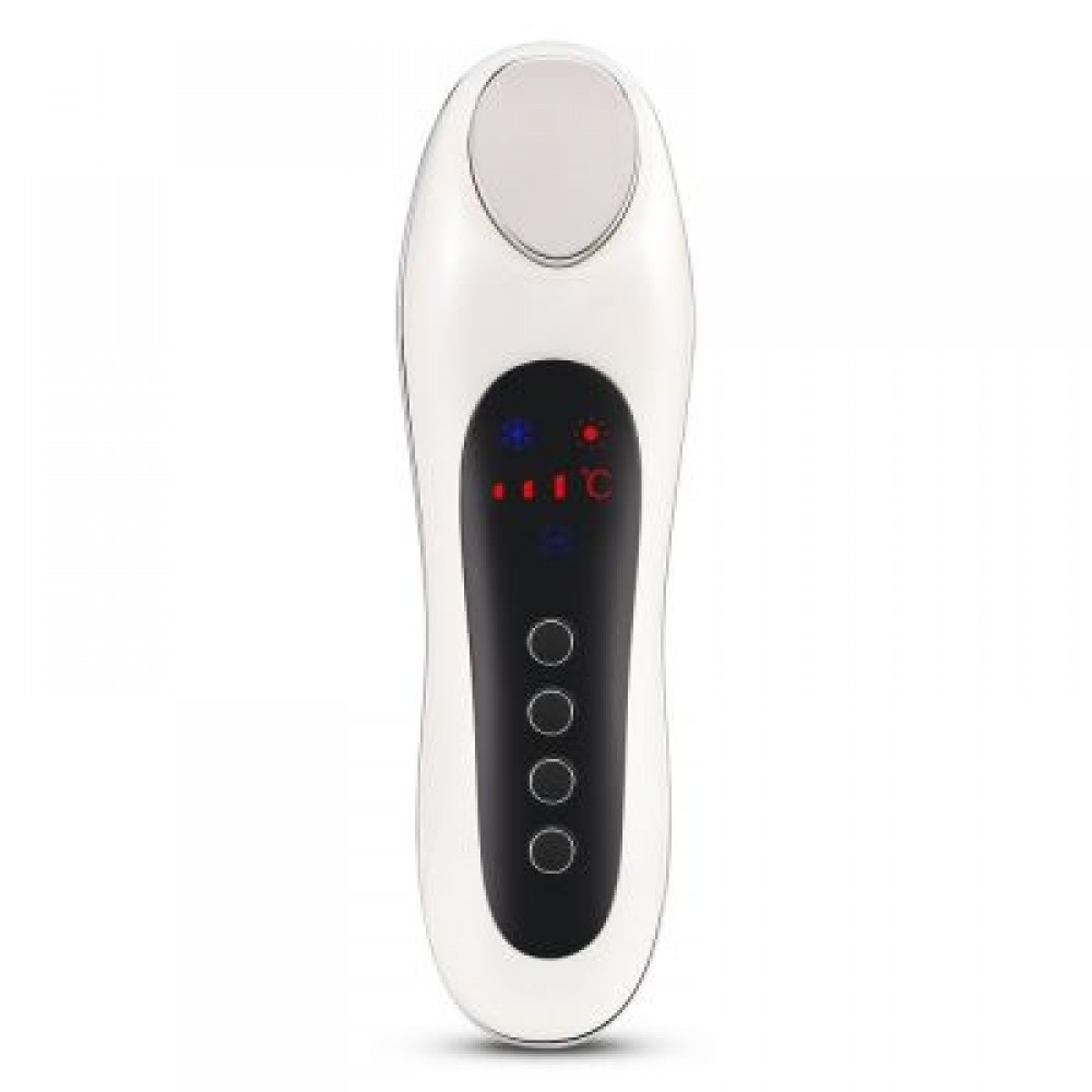 Ultrasonic Electric Vibrating Facial Skin Cold and Heat Ion Beauty Instrument (WHITE)