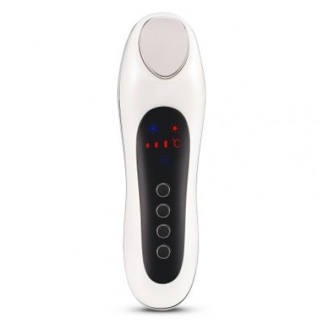 Ultrasonic Electric Vibrating Facial Skin Cold and Heat Ion Beauty Instrument (WHITE)
