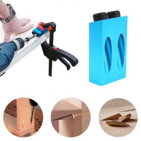 Woodworking Tools 6 / 8 / 10mm Angle Drilling 15 Degree Oblique Hole Locator (BLUE)