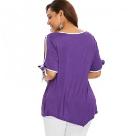 Plus Size Slit Sleeve T-shirt (PURPLE)