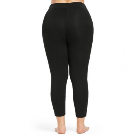 Plus Size Cutout Ankle Leggings (BLACK)