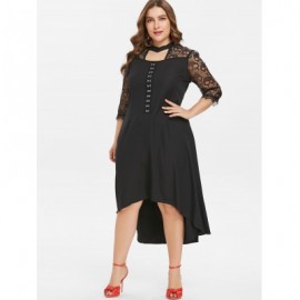 Hook and Eye Plus Size High Low Dress (BLACK)