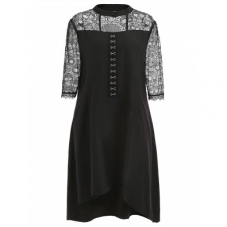 Hook and Eye Plus Size High Low Dress (BLACK)