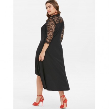 Hook and Eye Plus Size High Low Dress (BLACK)