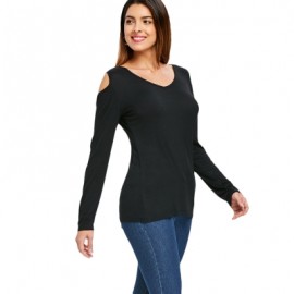 Cold Shoulder Back Criss Cross T-shirt  (BLACK)