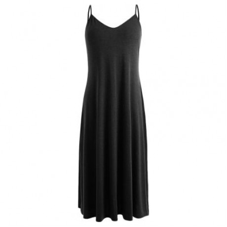 Plus Size Spaghetti Strap Maxi Dress (BLACK)