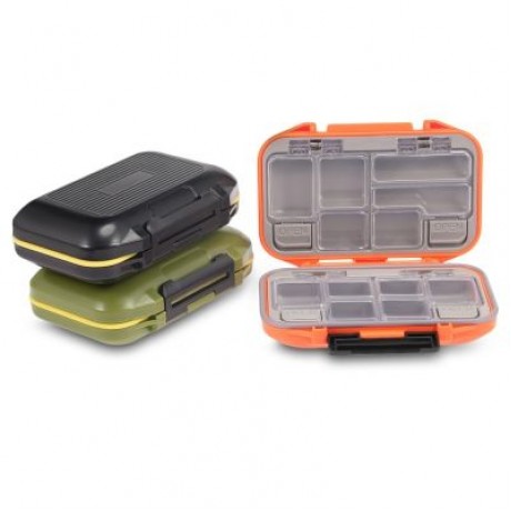 12 Compartments Waterproof Fishing Tackle Storage Box Plastic Fish Lure Bag (BLACK)