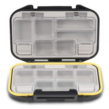 12 Compartments Waterproof Fishing Tackle Storage Box Plastic Fish Lure Bag (BLACK)