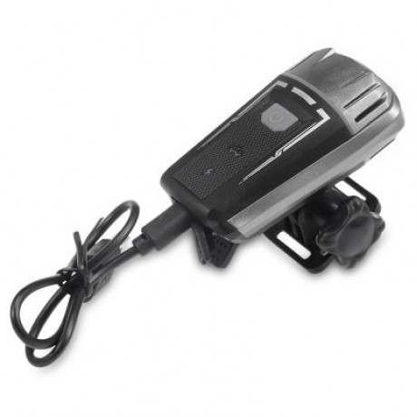 Bicycle USB Rechargeable Headlight Safety Helmet Flashlight for Mountain Bike (BLACK)