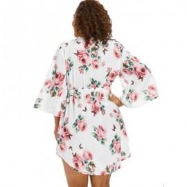 Plus Size Floral Print Plunge Dress (WHITE)