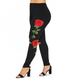 Plus Size Cut Out Floral Embroidery Leggings (BLACK)
