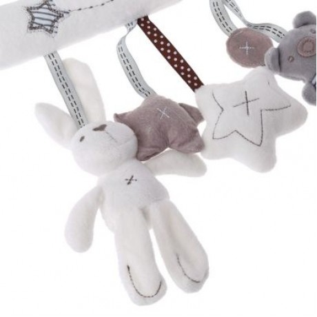Baby Bed Trailer Pendant Rattle Hanging Musical Plush Toy (WHITE)