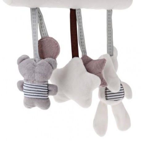 Baby Bed Trailer Pendant Rattle Hanging Musical Plush Toy (WHITE)