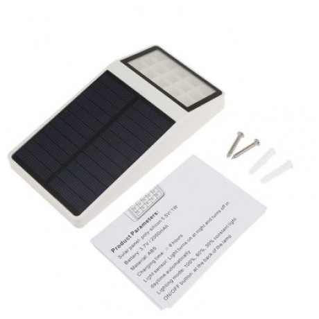 Outdoor LED Highlight Wall Lamp Polycrystalline Silicon Solar Panels (WHITE)