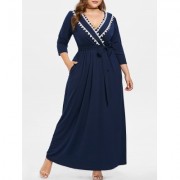 Plus Size Longline Dress with Belt (CADETBLUE)