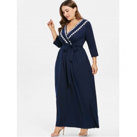 Plus Size Longline Dress with Belt (CADETBLUE)