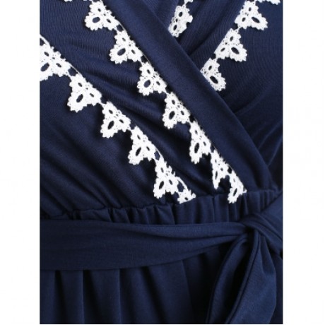 Plus Size Longline Dress with Belt (CADETBLUE)