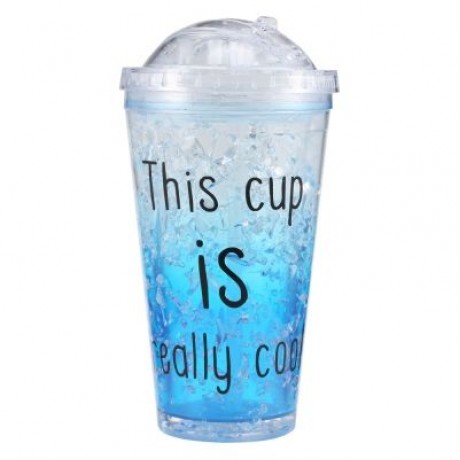 Ice Double Plastic Cool Summer Juice Ice Cool Cup (LIGHT SKY BLUE)