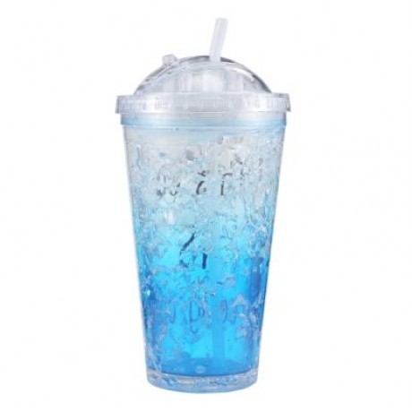 Ice Double Plastic Cool Summer Juice Ice Cool Cup (LIGHT SKY BLUE)