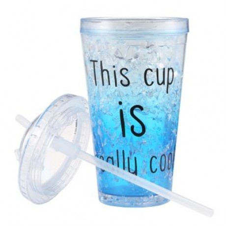 Ice Double Plastic Cool Summer Juice Ice Cool Cup (LIGHT SKY BLUE)