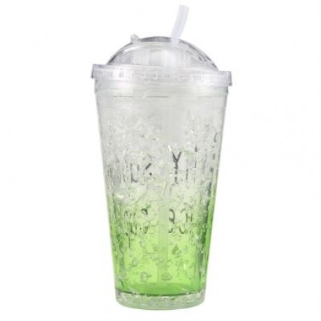 Ice Double Plastic Cool Summer Juice Ice Cool Cup (CHARTREUSE)