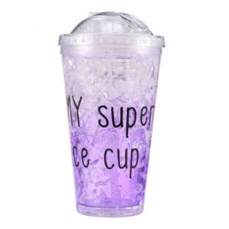 Ice Double Plastic Cool Summer Juice Ice Cool Cup (MAUVE)
