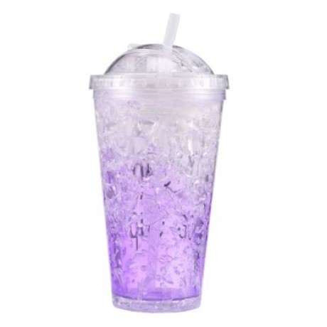 Ice Double Plastic Cool Summer Juice Ice Cool Cup (MAUVE)