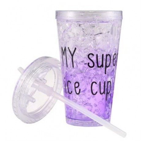 Ice Double Plastic Cool Summer Juice Ice Cool Cup (MAUVE)