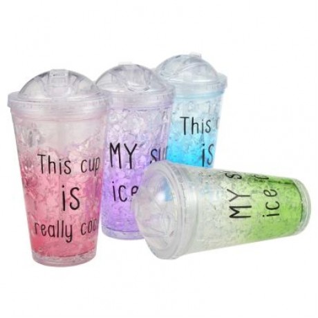 Ice Double Plastic Cool Summer Juice Ice Cool Cup (MAUVE)