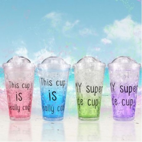 Ice Double Plastic Cool Summer Juice Ice Cool Cup (MAUVE)