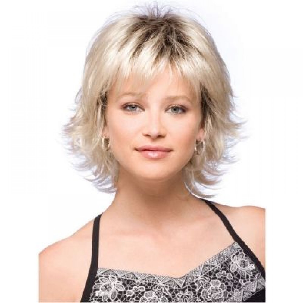 Ladies Short Fluffy Curly Hair Wigs (GOLDEN)