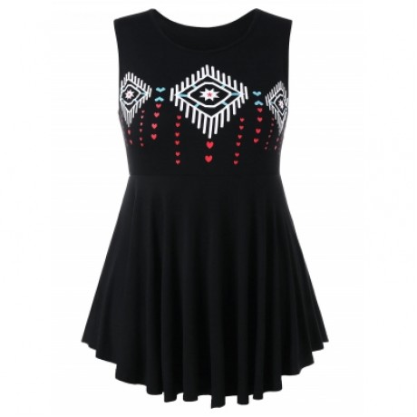 Plus Size Peplum Tank Top (BLACK)