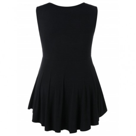 Plus Size Peplum Tank Top (BLACK)