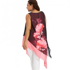 Plus Size Sleeveless Asymmetric Women Blouse (LIGHT PINK)