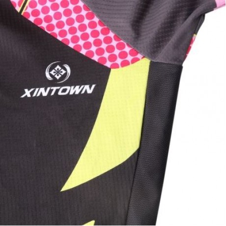 XINTOWN1 Quick-dry Short Sleeve Zipper Printed Cycling Jersey for Women (MULTI-E)