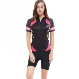 XINTOWN1 Quick-dry Short Sleeve Zipper Printed Cycling Jersey for Women (MULTI-E)