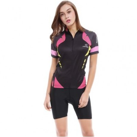 XINTOWN1 Quick-dry Short Sleeve Zipper Printed Cycling Jersey for Women (MULTI-E)