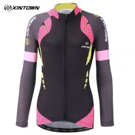 XINTOWN Long Sleeve Quick-dry Zipper Color Printed Cycling Jersey for Women (MULTI)
